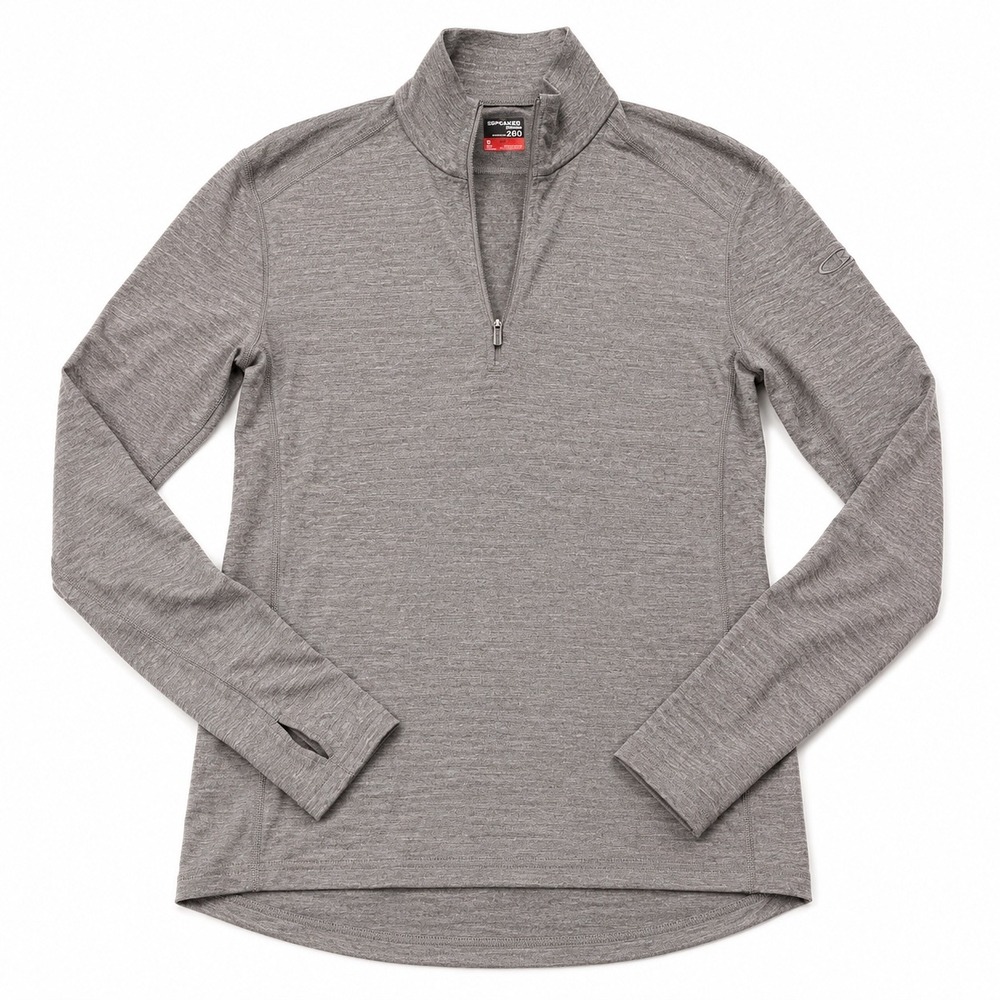 Icebreaker Merino 260 Bodyfit Mens S Gray‎ Quarter Zip Base Layer Top Thumbhole